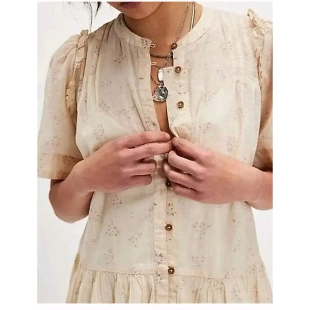 Free People Dainty Ethereal Cottage Bella Mae Midi Dress Vanilla Floral Medium